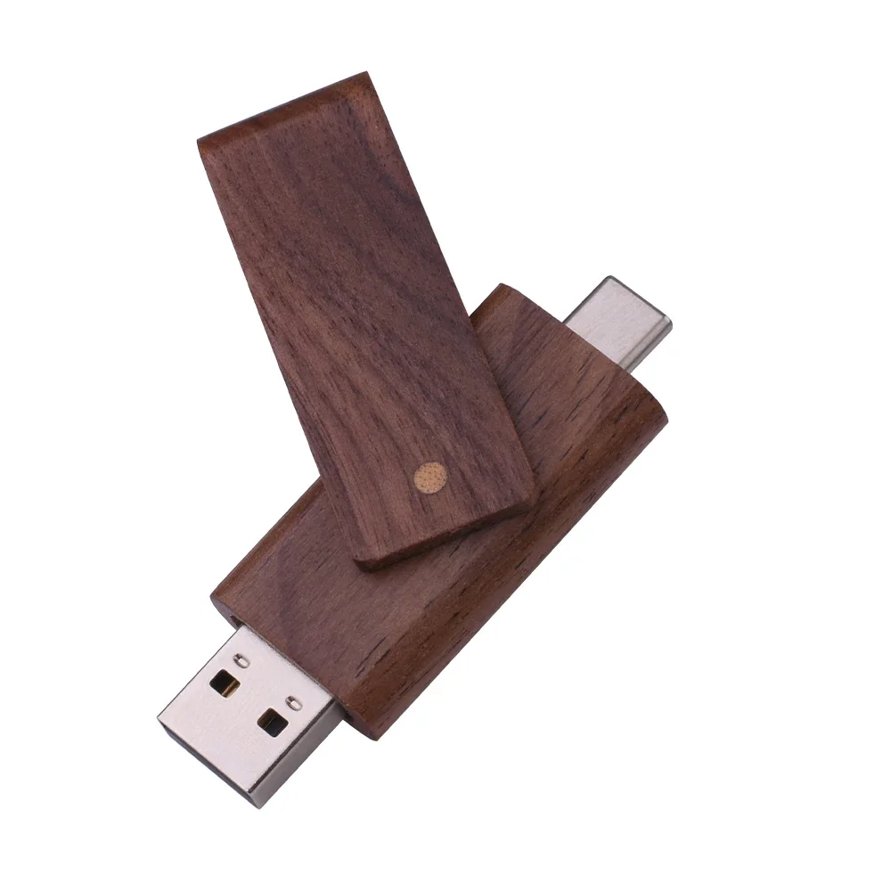 

JASTER Wooden OTG USB Flash Drive 128GB Free Custom Logo U Disk 64GB Creative Gift Pendrive 32GB TYPE-C USB Stick 16GB Rotatable