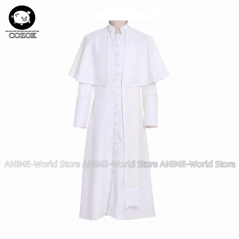 

Roman white Priest Cassock Robe Gown Clergyman Vestments Medieval Ritual Robe Gothic Wizard Costume white Priest Robe cosplay