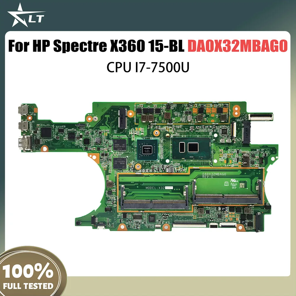 

DA0X32MBAG0 Notebook Mainboard For HP Spectre X360 15-BL Laptop Motherboard i7-7500U CPU DDR4 940MX V2G 911083-001 911083-601