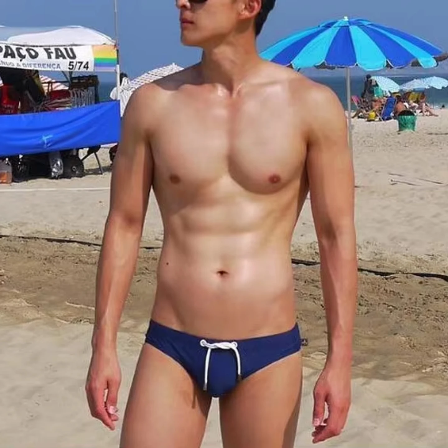Brand new 2018  BOYTHOR Private customized Men's Men's suit swimming trunks Sexy red low-waist swimsuit  Young middle-aged