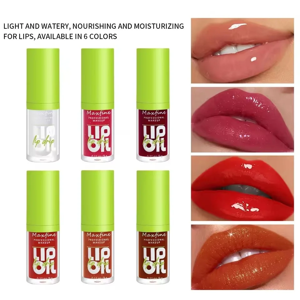 6-kleuren lipgloss waterdicht langdurig hydraterende lichtgevende olie transparante vloeibare lipgloss make-up non-stick cup cosmetica