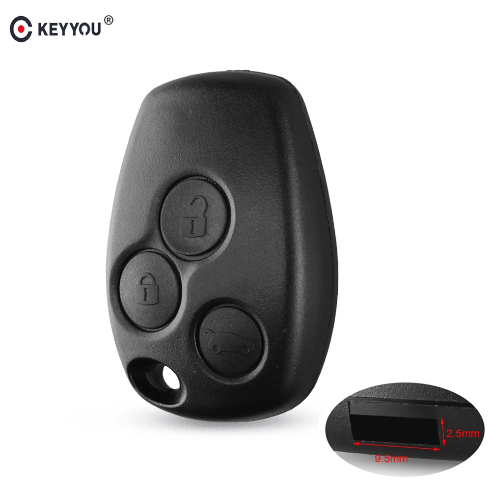 KEYYOU Sans Lame de Clé À Distance pour Renault Logan Sandero Clio Fluence Vivaro Maître Trafic 3 Boutons Voiture Alarme Cas