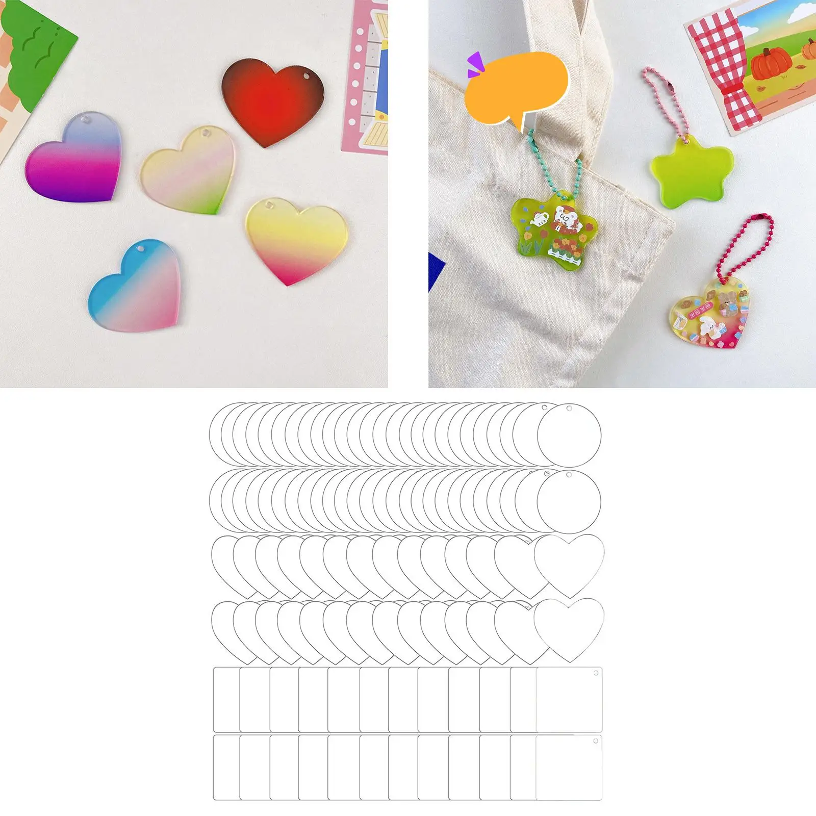 Acrylic Keychain Clear Blank Keychains Kit for Crafting Projects DIY Supplies