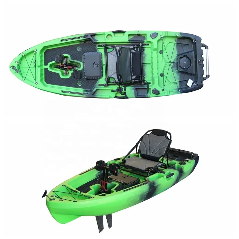 

8' Foot Pedal Drive Inflatable Kayak HDPE Hull Plastic Material With Rudder Sit-On-Top Fishing Kayak