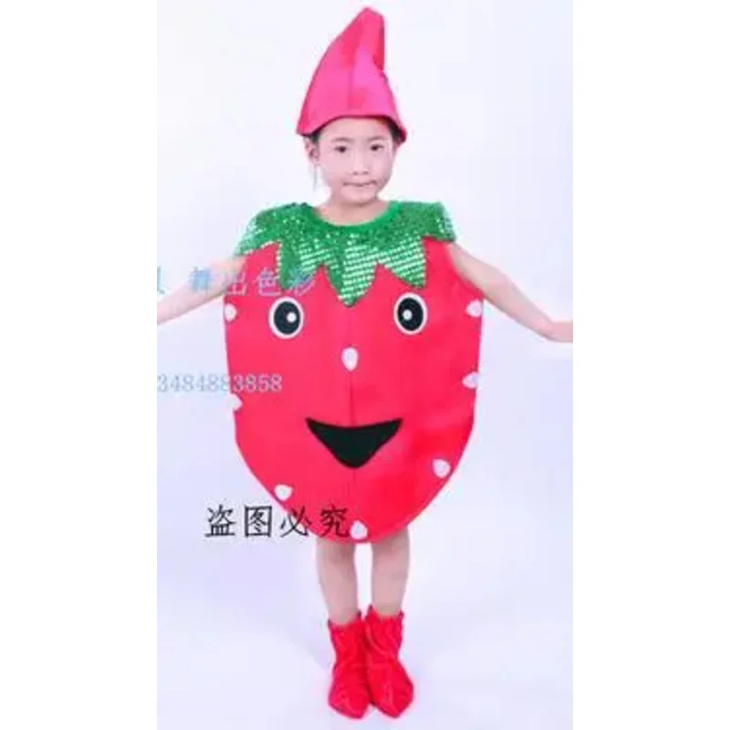 Bambini adulto fragola frutta Costume vestito operato vestito partito Halloween vestito Performance sul palco abbigliamento regali per la giornata dei bambini