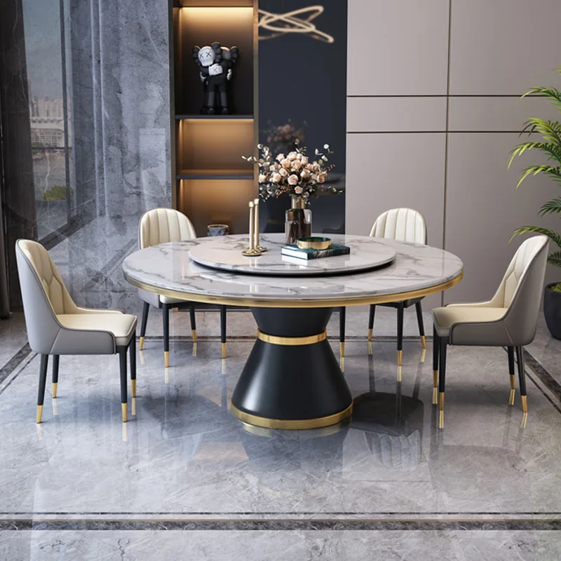 

Design Round Dining Table Nordic Chairs Marble Luxury Dining Table 8 People Living Muebles De Cocina Decoration Accessories