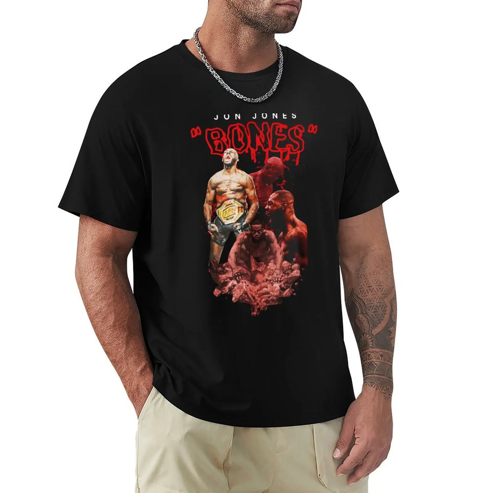 Jon Bones Jones T-shirt boys animal print tees mens white t shirts