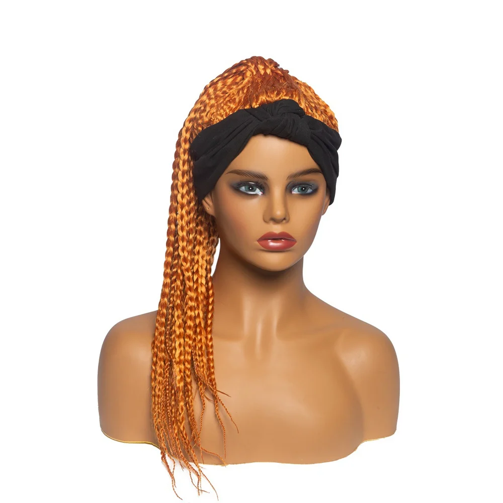 

Синтетический парик с повязкой на голову для чернокожих женщин, длинные прямые крученые крючком, плетеные косички, парики из волос