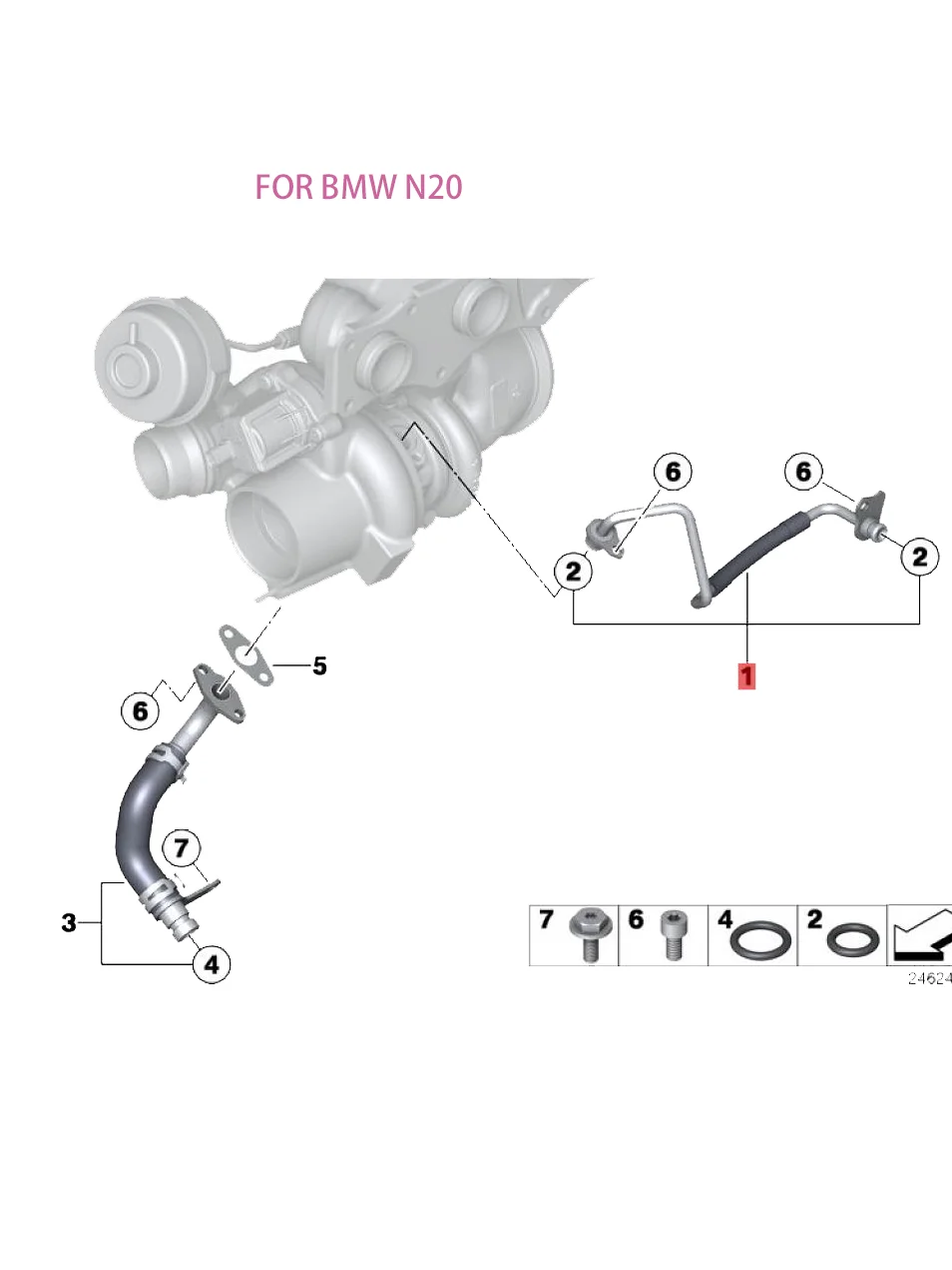 11428626652 11428678840 Turbocharger Oil Pipe With one-way valve Improved version For BMW 3 4 5 Series E84 F10 F22 F30 N20