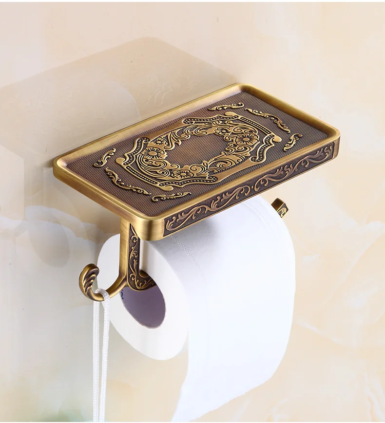 

Toiletrolhouder Wall Mounted Vintage Klassieke Badkamer Antiek Messing Roll Tissue Box Badkamer Accessoires