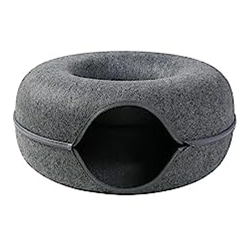 Cat Tunnel Bed Felt Cat-Tunnel Bed For Indoor Cats,Detachable Round Cat-Felt & Washable Interior Cat-Play Tunnel