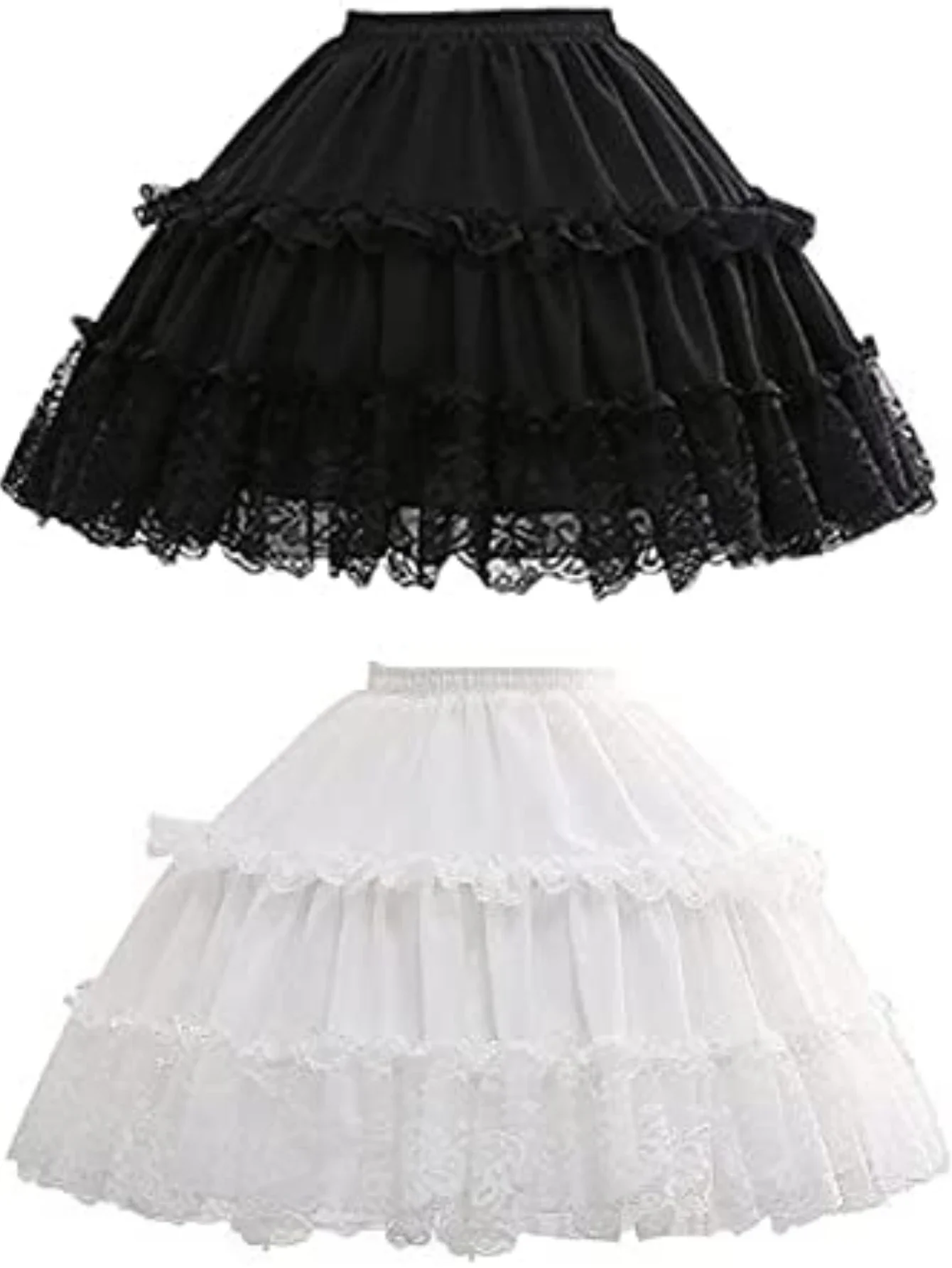 Ragazze bambini Lolita Cosplay corto sottoveste volant pizzo floreale 2 cerchio fiore ragazza gonna sottoveste