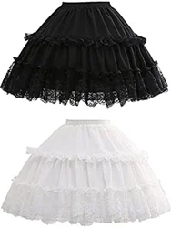 Girls Children Lolita Cosplay Short Petticoat Ruffles Floral Lace 2 Hoop Flower Girl Underskirt Slips