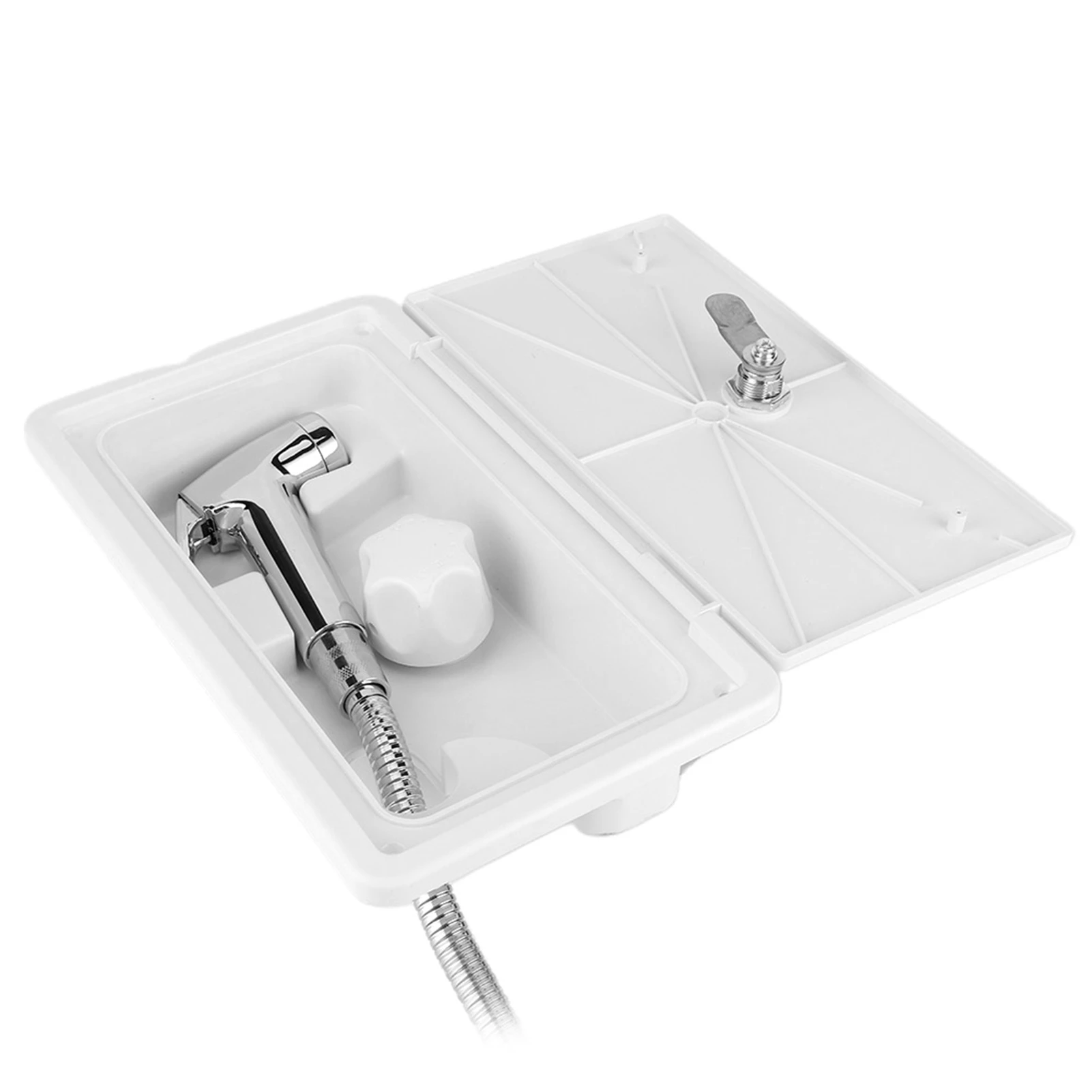 

Внешний душевой ящик с переключателем горячей и холодной воды с 2-мя ключами — для морской лодки, дома на колесах и каравана — прочный внешний аксессуар для душа