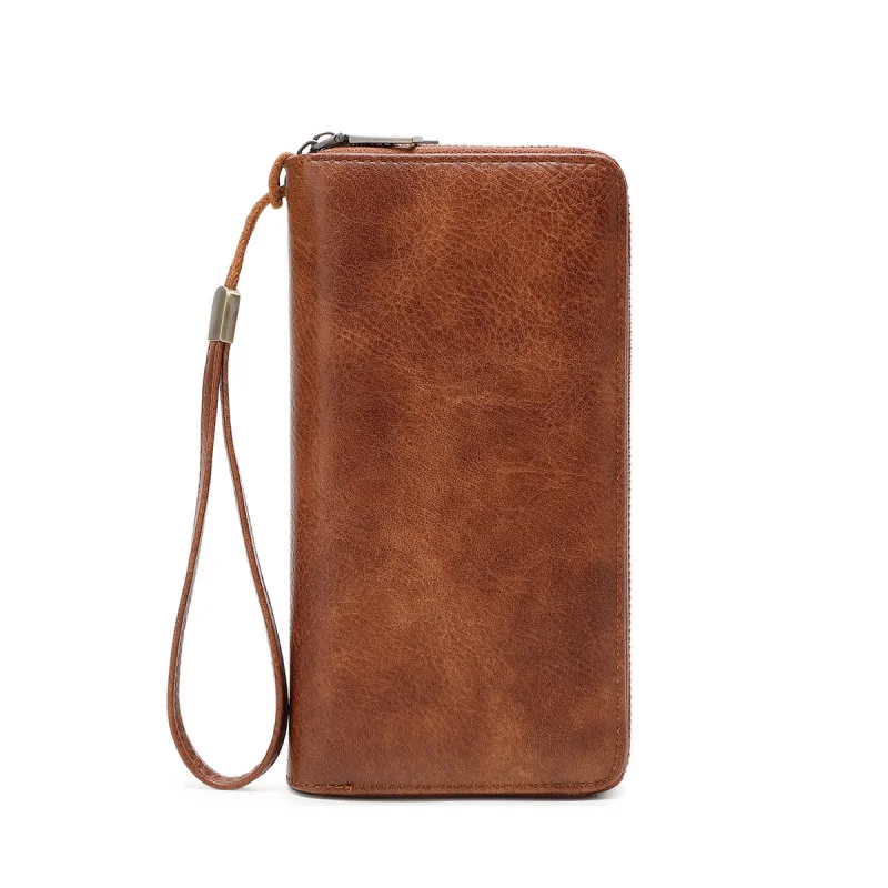 Western Multi Functional Anti-theft Brush PU Leather Women Wallet Fashion Double Zipper Large Capacity Purse for Ladies