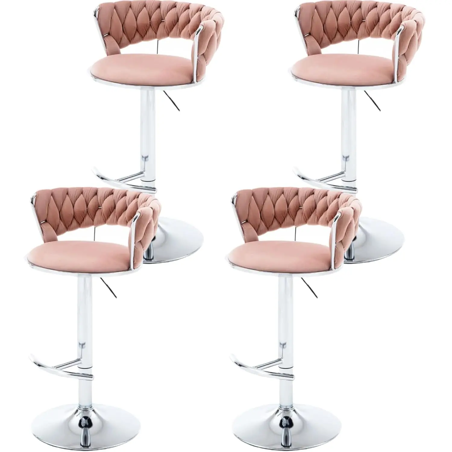 

Мягкие барные стулья с плетеным сиденьем и регулируемым металлическим основанием, в стиле середины века, для дома, магазина, салона, спа, комплект из 4 штук, на заказ