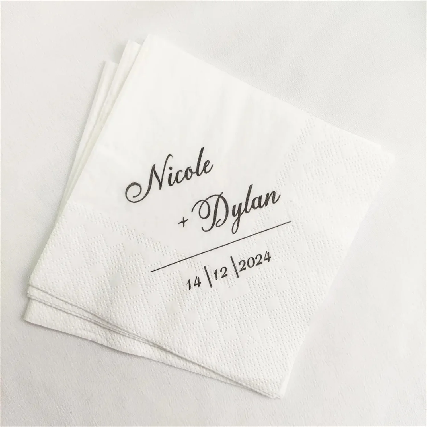 50pcs Custom Name Napkins For Wedding, Personalized Wedding Cocktail Napkins, Engagement Party, Carter And Laura's Wedding Table