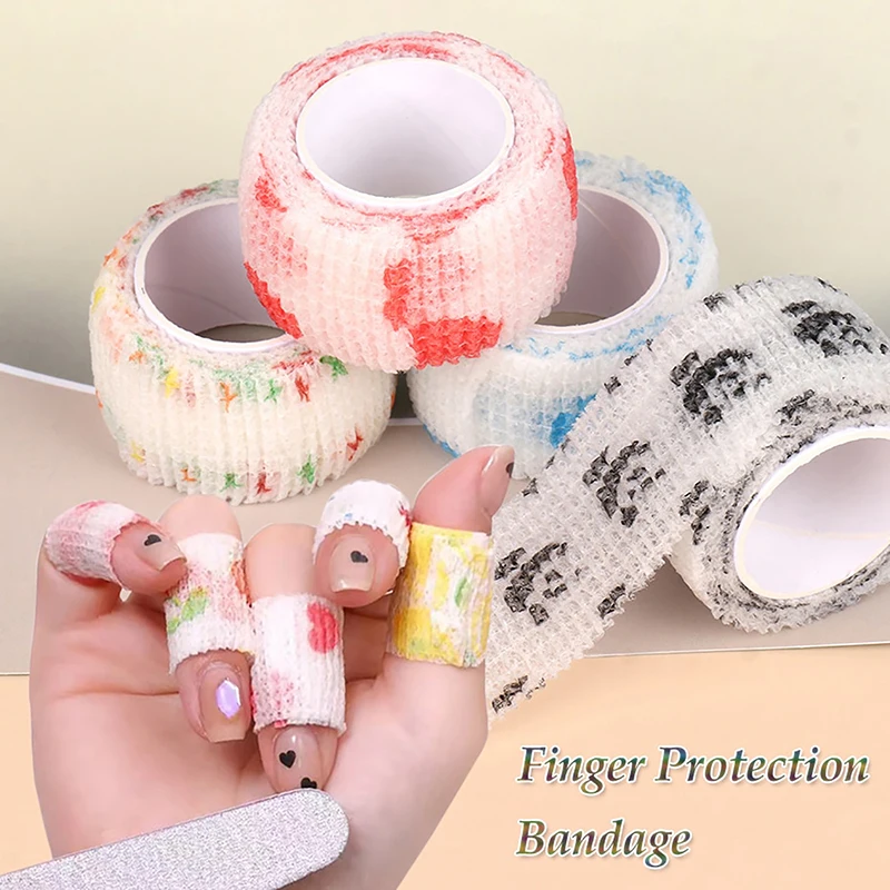 

4M/Roll Nail Finger Protection Bandage Cute Flex Anti UV Non-Woven Manicure Tool Breathable Wrap Self-adhesive Tape Sport Supply