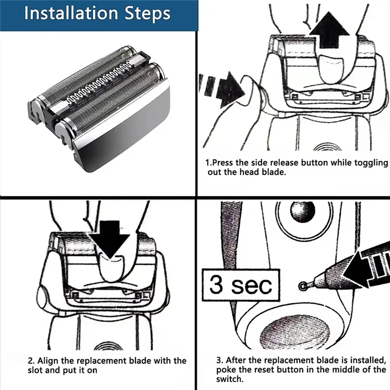 BAAO-Braun S8 Series 8 Vervangingshoofd voor elektrisch scheerapparaat 83M – Compatibel met modellen 8320S,8325S 8330S,8340S 8350S,8345S 8360Cc,83