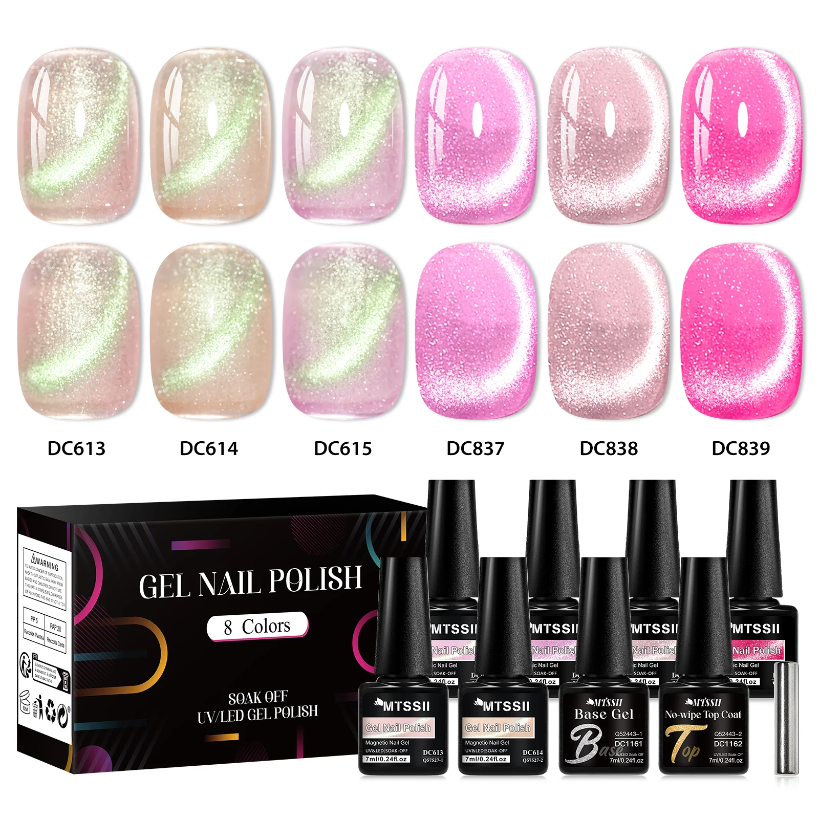 9 TEILE/SATZ Rosa Glitter Katze Magnetische Gel Nagellack Set Gelee Varnis Semi Permanent UV LED Gel Nail art Maniküre Kit mit Magnet