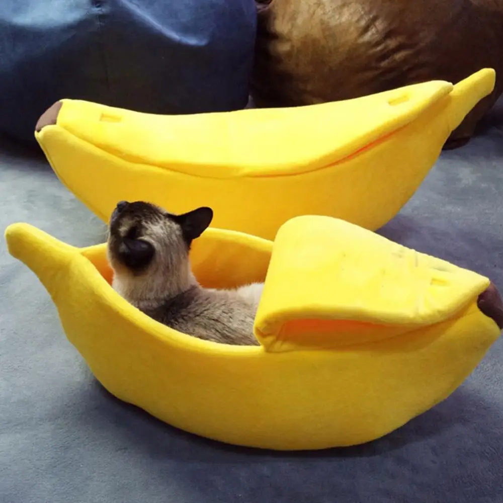 Banana Shape Pet Dog Cats Nest Soft Winter Puppy Kitten Warm House Bed Pet Sleeping Basket Dog Cushion Cat Accessories Gatos