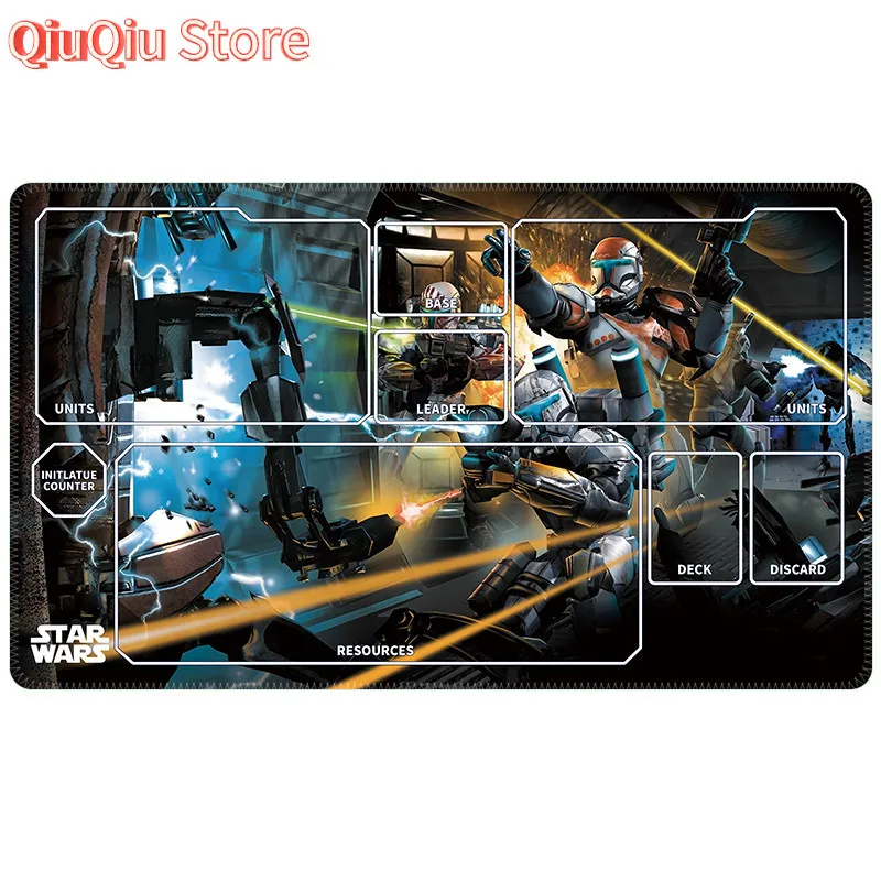 60x35x0,2cm Star WarsUnlimited TCG DIY Zubehör SPIEL Karte PlayMat Overlock Black Warrior Mandalorianer Sammlung Geschenk Spielzeug