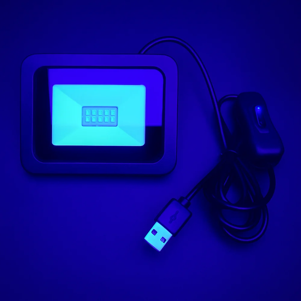 Anti Bacterial 5V USB UV LED Floodlight 10W High Power UVA Floodlight Handheld Waterproof UV Fluorescent Light Party Decoration