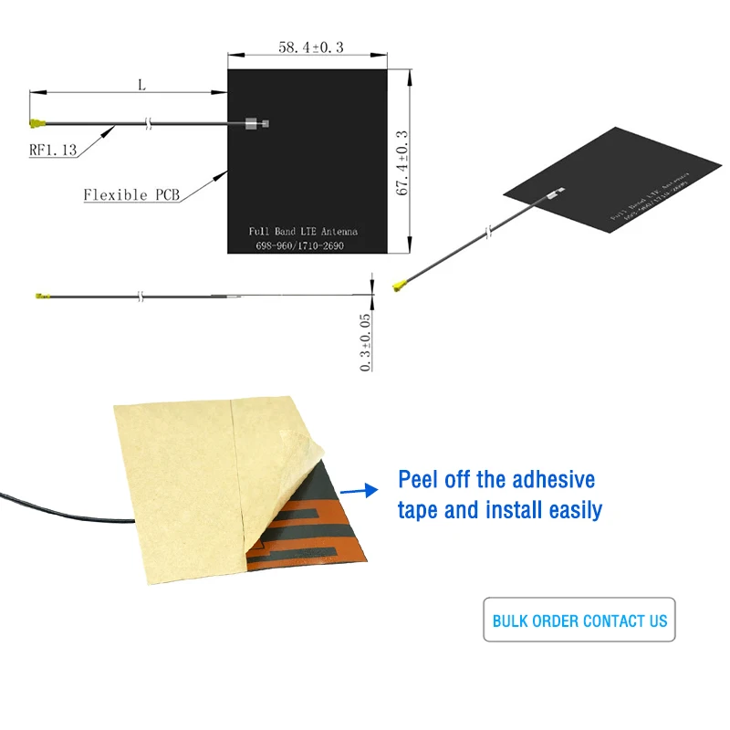 nb iot INTERNAL antenna 4g PCB u.FL Plug 120mm with self adhesive GLUE
