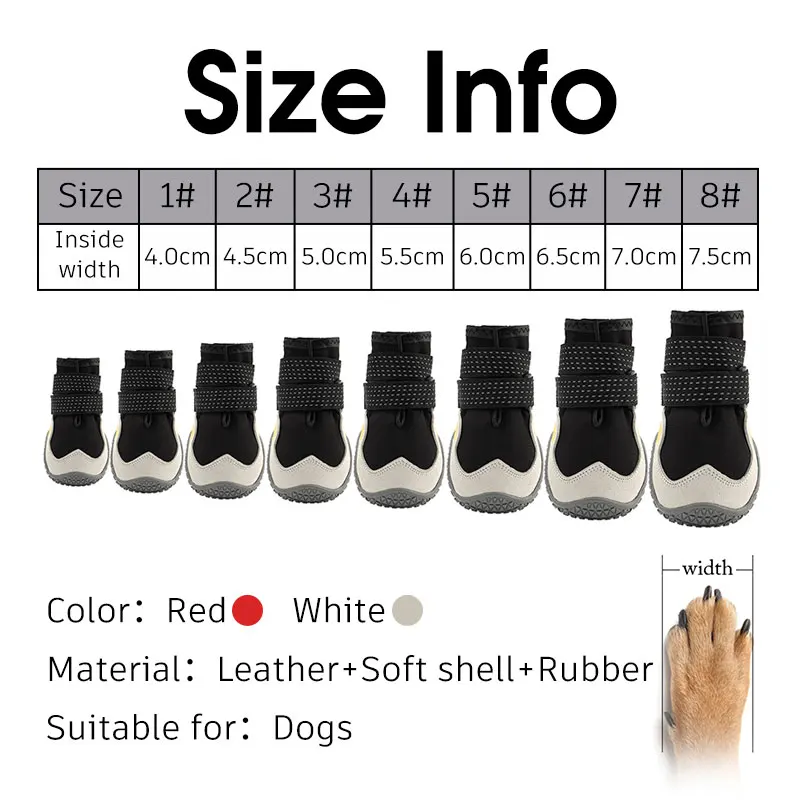 4Pcs Set Dog Shoes Anti Slip Reflective Pet Boots Waterproof Breathable Sock Footwear For Dogs Outdoor Traveling Paw Protector