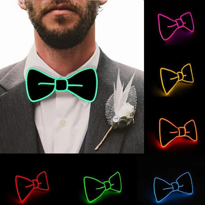 LED Light up papillon Glow in the Dark cravatta danza compleanno Costume luminoso papillon per uomini e ragazzi forniture per feste di matrimonio