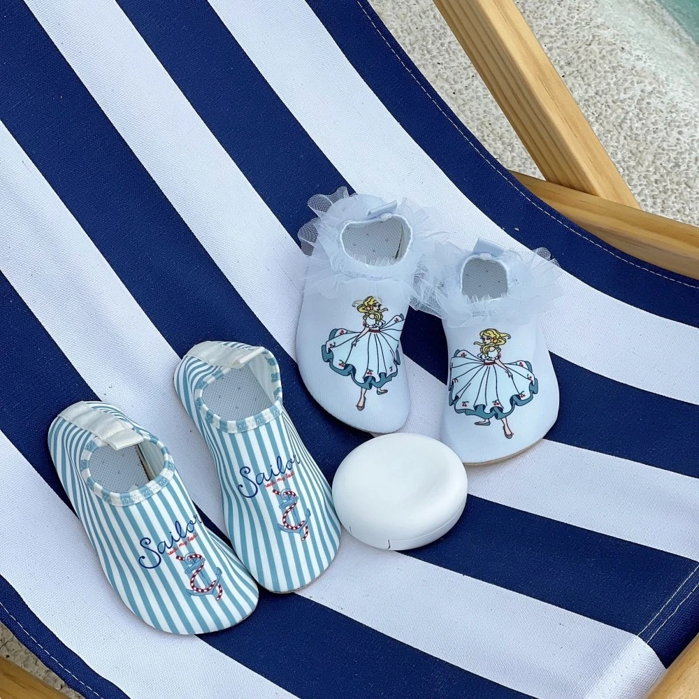 Sailor Anchor Striped Kids Water Shoes Anti Slip Quick Dry Boys Girls Diving Snorkeling Beach Wading Aqua Socks