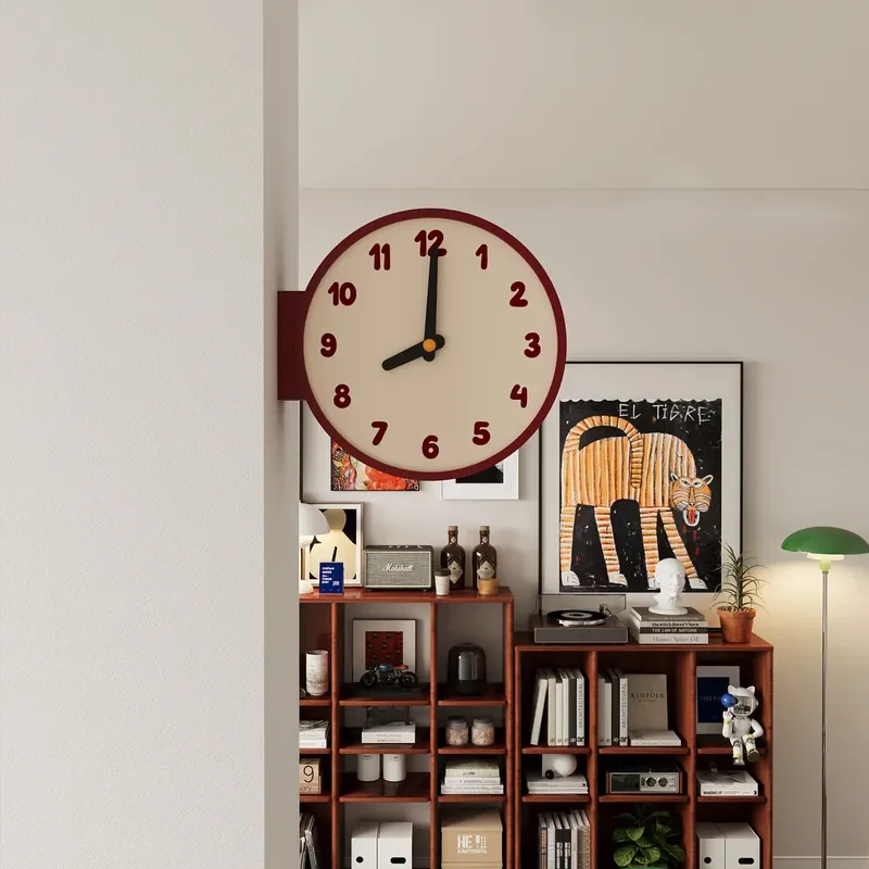 2025 New Light Luxury Double Sided Wall Clock Modern Art Corner Design Silent Quartz Indoor Home Decor Timepiece Elegant