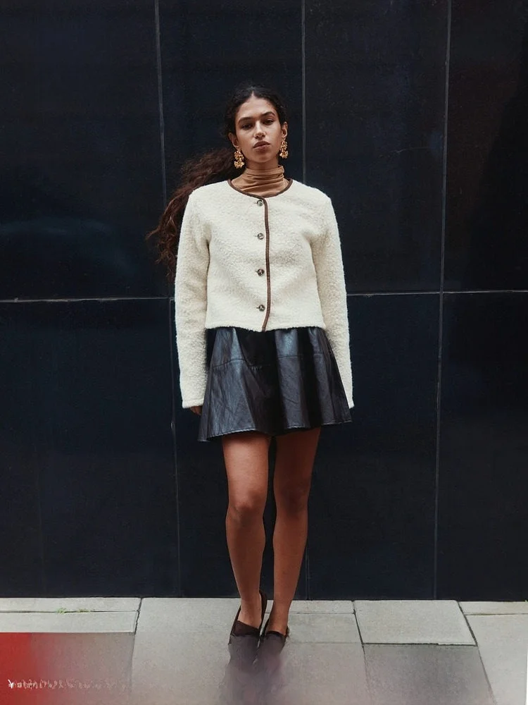 

H&M Весенний женский кардиган Teddy Fleece с пуговицами, короткий, из полиэстера, приталенный крой