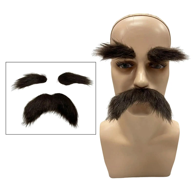 Eyebrows Kits Cosplay Props Decoration Fake Mustache Set Facial Hair For Club Activities Masquerade Costume Party Halloween Male image 3
