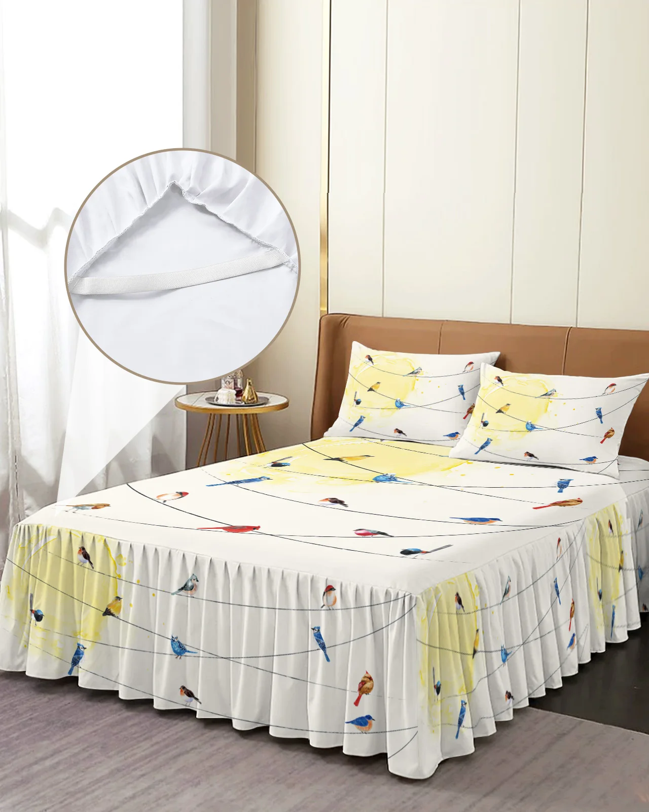 The Birds On The Wire Are Lovely Animals Bed Skirt Fitted Bedspread With Pillowcases Mattress Cover Bedding Set Bed Sheet