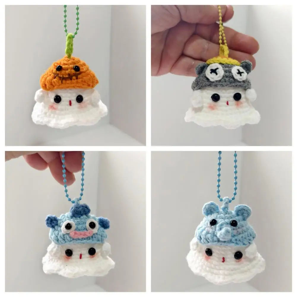 Crochet Halloween Car Decoration Car Decorations Halloween Crochet Ghost Ornament Handmade Frog Cat Spider Hanging Decoration