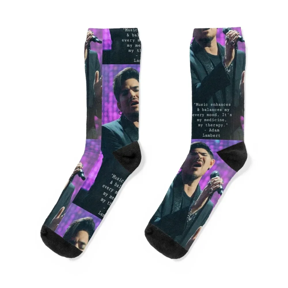 

Music is my therapy Adam Lambert Socks Novelties cartoon Women's Socks Men's