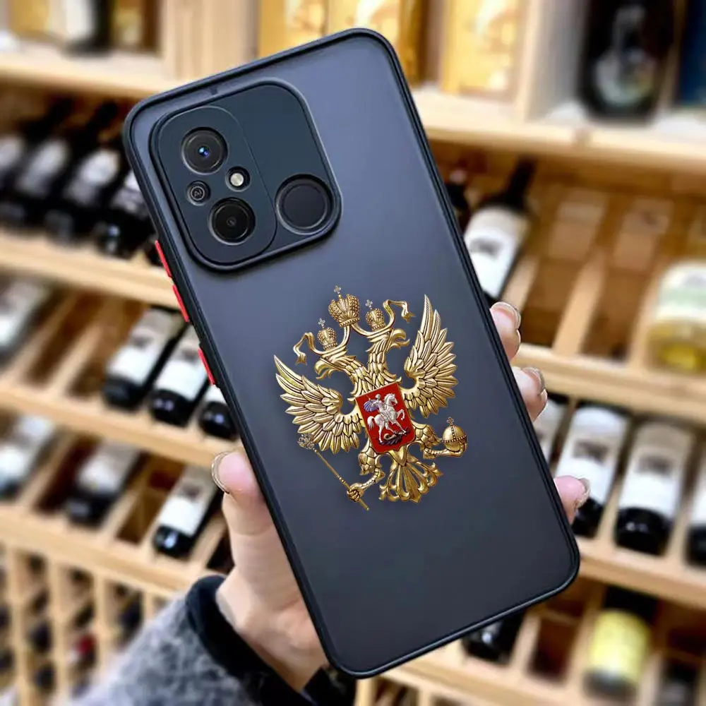 Two-headed Birds Russian Flags Emblem Matte Phone Case for Redmi A1 K40 GAMING K30 K30S K20 10X 10C 10 9C 9T 9A 9 8 7 6 5 Case 