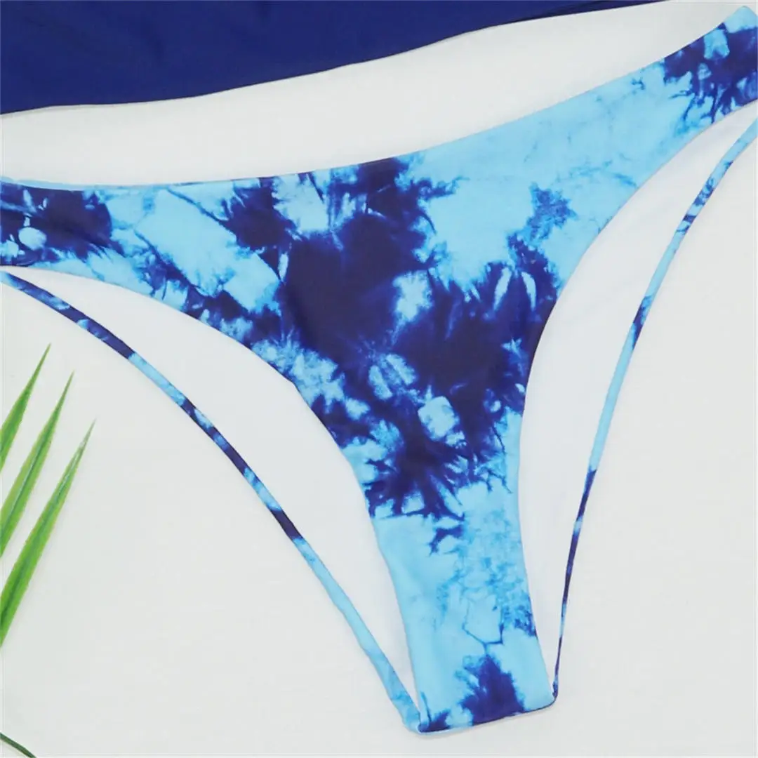 Brasilianischer Tie-Dye-Bikini mit mittelhoher Taille, zweiteiliger Badeanzug für Damen, bedruckter Badeanzug, Badebekleidung, Modell V2421. – Detail 25