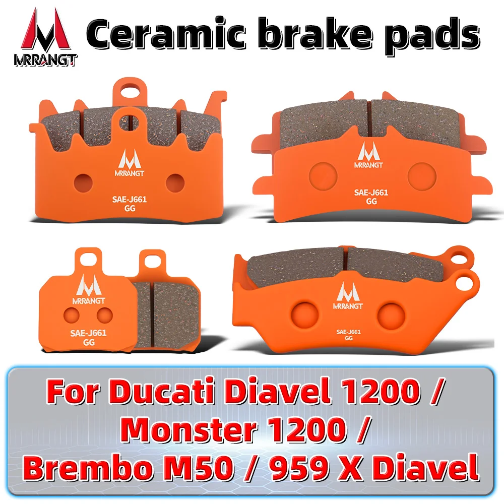 MRRANGT Ceramic Brake Pads Fit For Ducati Diavel 1200 Monster 1200 Compatible with Brembo M50 Caliper Also Fits 959 X Diavel