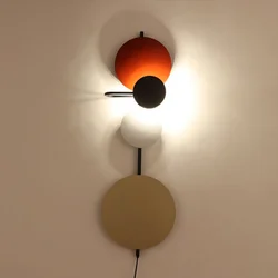 Modern Led Wall Lamp for Bedroom Bathroom Colorful Art Home Decor DIY Round Circle Metal Bedside Indoor Lighting 220V