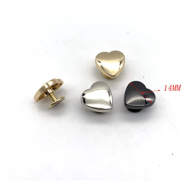 50sets Heart-Shaped Rivets,Zinc Alloy Screw Knob,Leather Craft Studs,Garment,Belt,Wallet,Bag Accessories,Size 8/10/14mm ZD-028