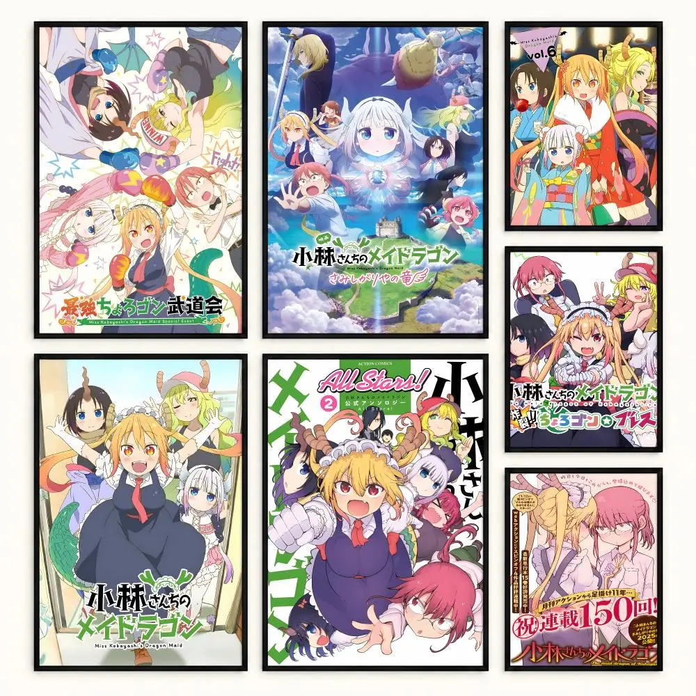 Miss Kobayashi's Dragon Maid Poster Home Living Room Hallway Sticky Wall Art Waterproof Aesthetic Decor
