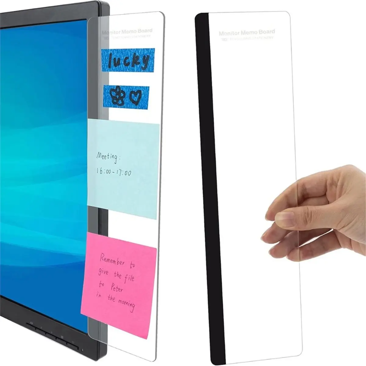2pcs Computer Monitor Memo Board Offices Supplies Computer Monitor Memo Board Computer Sticky Note Holder