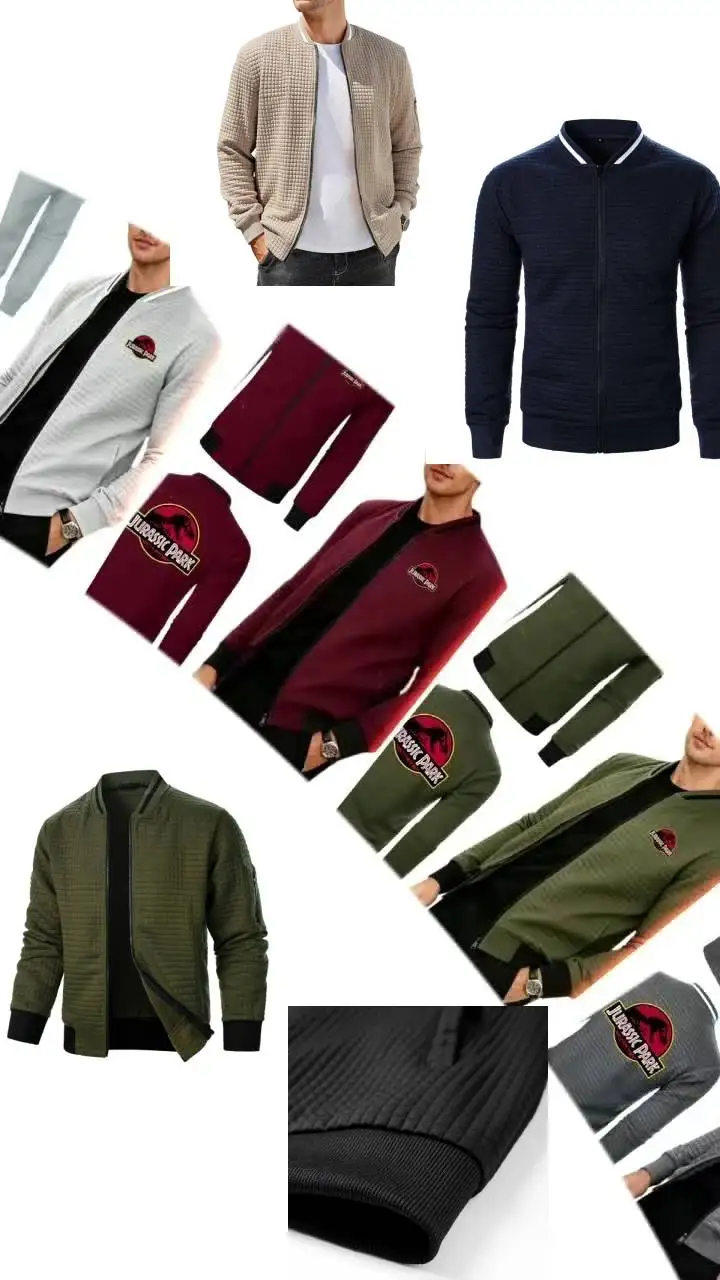 JURASSIC PARK Dinosaur World Jacket Daily Leisure Men Sweatshirt Simplicity Baseball Collar Jersey Waffle Coat Unisex Streetwear