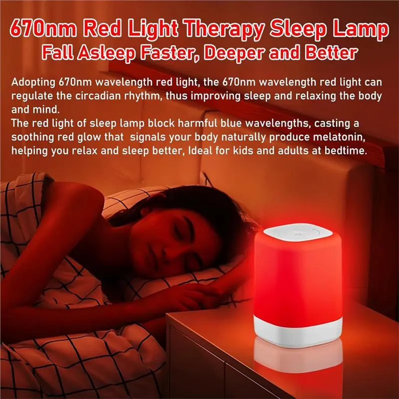 Red Light Therapy For Sleep Device, Red Night Lights With 670Nm Wavelength, Touch Reds Light Sleep Lamp For Bedrooms view 2