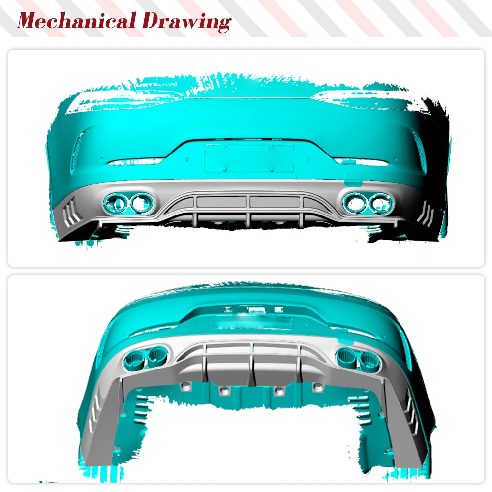 Dry Carbon Rear Bumper Diffuser Lip Fit For Mercedes-Benz AMG GT 53 54 55 2019UP Rear Bumper Decoration Real Carbon