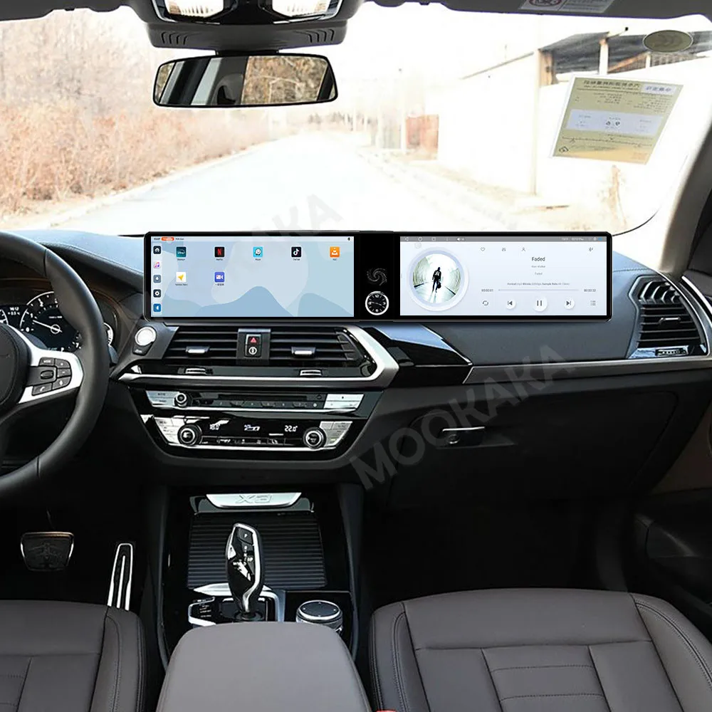 راديو سيارة Carplay مقاس 24.6 بوصة شاشة مزدوجة لسيارات BMW X3 X4 2017-2018 شاشة مزدوجة أندرويد ستيريو تلقائي الوسائط المتعددة وحدة رأس نافي EVO #5
