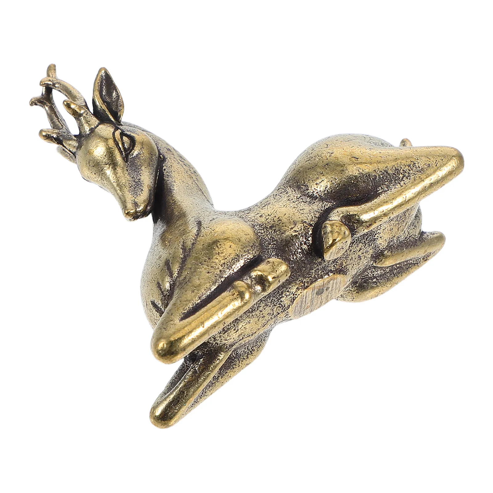 

Vintage Brass Deer Sika Deer Statue Animal Ornament Home Office Decor Desktop Bookshelf Tea Pet Decorative Reindeer Sculpture