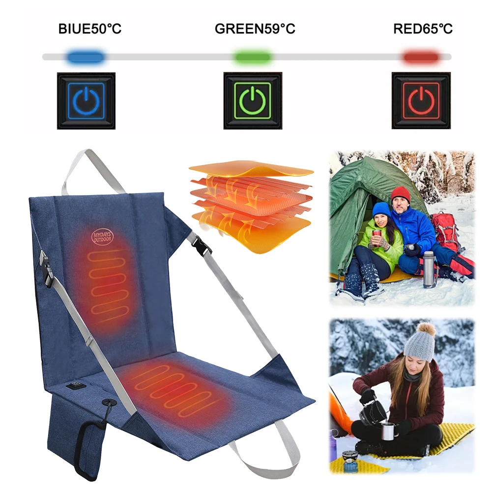 Electric Heated Seat Cushion Waterproof Outdoor Camping Seat Cushion USB Power Heating Seat Cushion for Park Stadium Car Travel